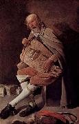 Georges de La Tour Hurdy gurdy player oil painting